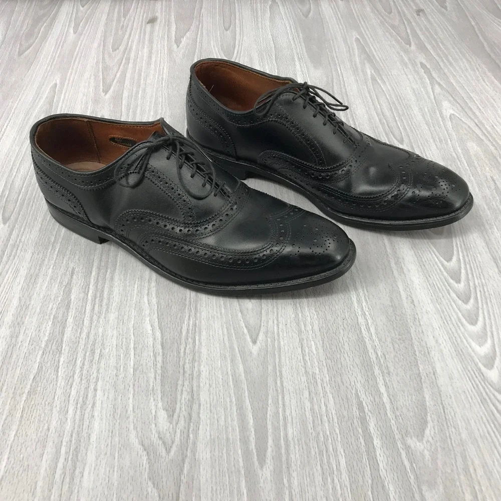 Allen Edmonds McAllister Black Leather Wingtip Oxford Dress Shoes Mens 11 E 6205